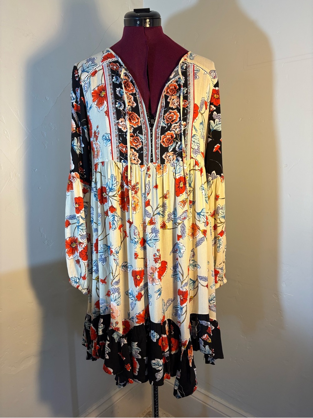 Patrons of Peace boho print rayon high low dress festival
